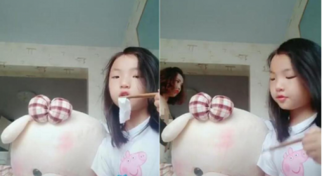 9岁女孩沉迷抖音 浓妆艳抹故作挑逗姿态