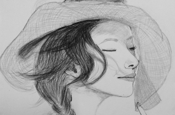 一组小清新素描作品 这个女孩很秀气