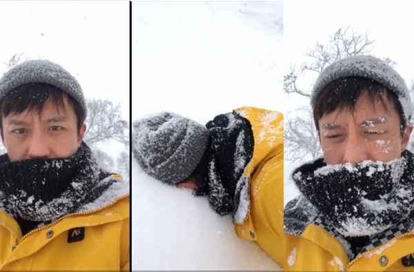 邓超脸埋雪地 这样的冻龄方式你见过吗
