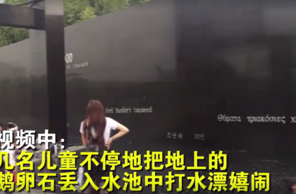 用象征遇难者鹅卵石打水漂 这些熊孩子究竟谁来管一管?