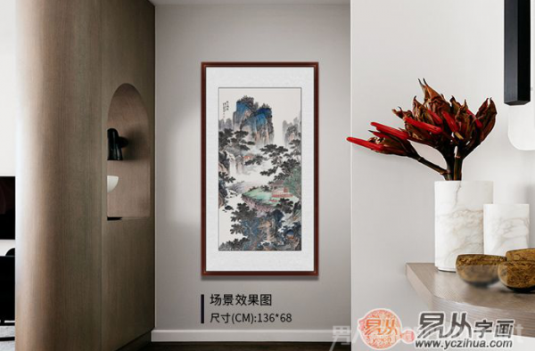 室内装饰画配青绿山水画，咫尺之间尽是舒适