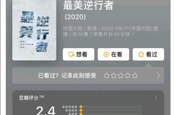 最美逆行者某瓣打分2.4称为烂剧