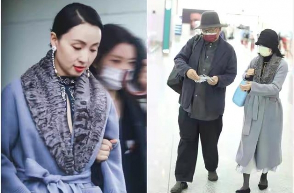 陶虹好会穿，同件毛领大衣，出街搭的土气，典礼上配礼服优雅贵气