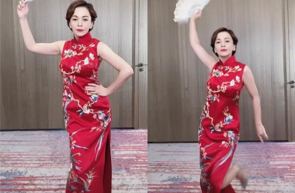 50岁王琳穿旗袍热舞，曲线毕露韵味十足，一旁张庭直接被比下去